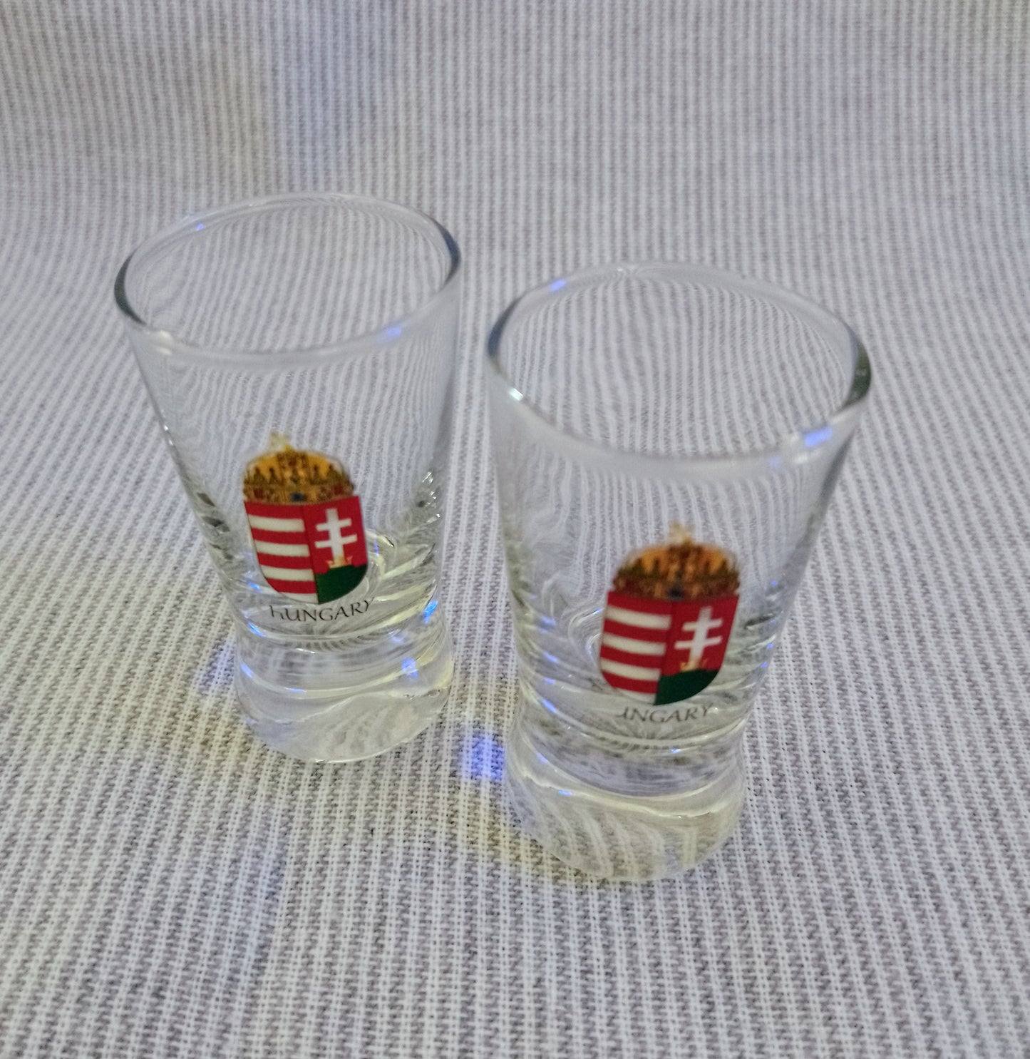 Two Small Hungarian Flag Shot Glasses