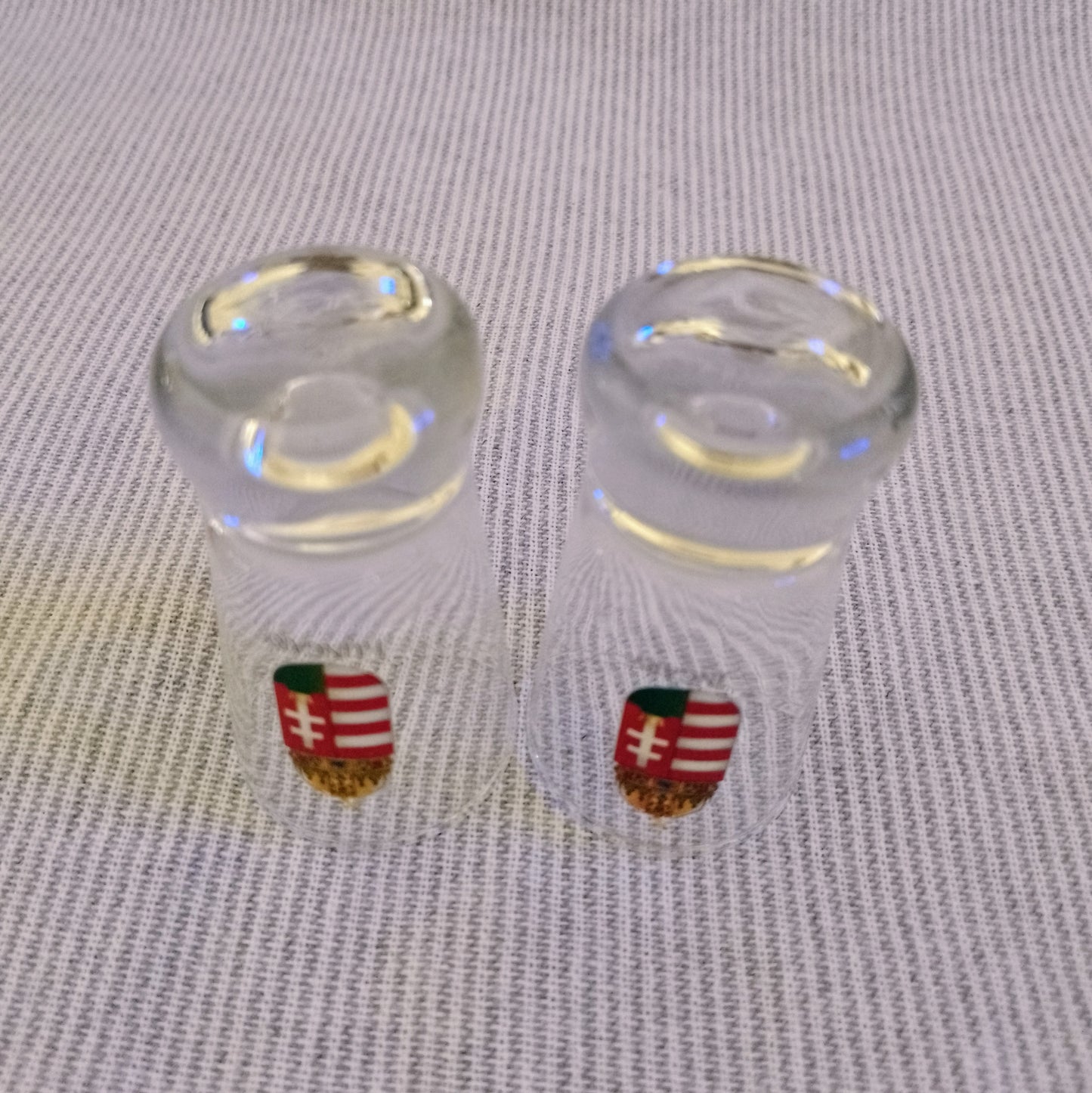 Two Small Hungarian Flag Shot Glasses