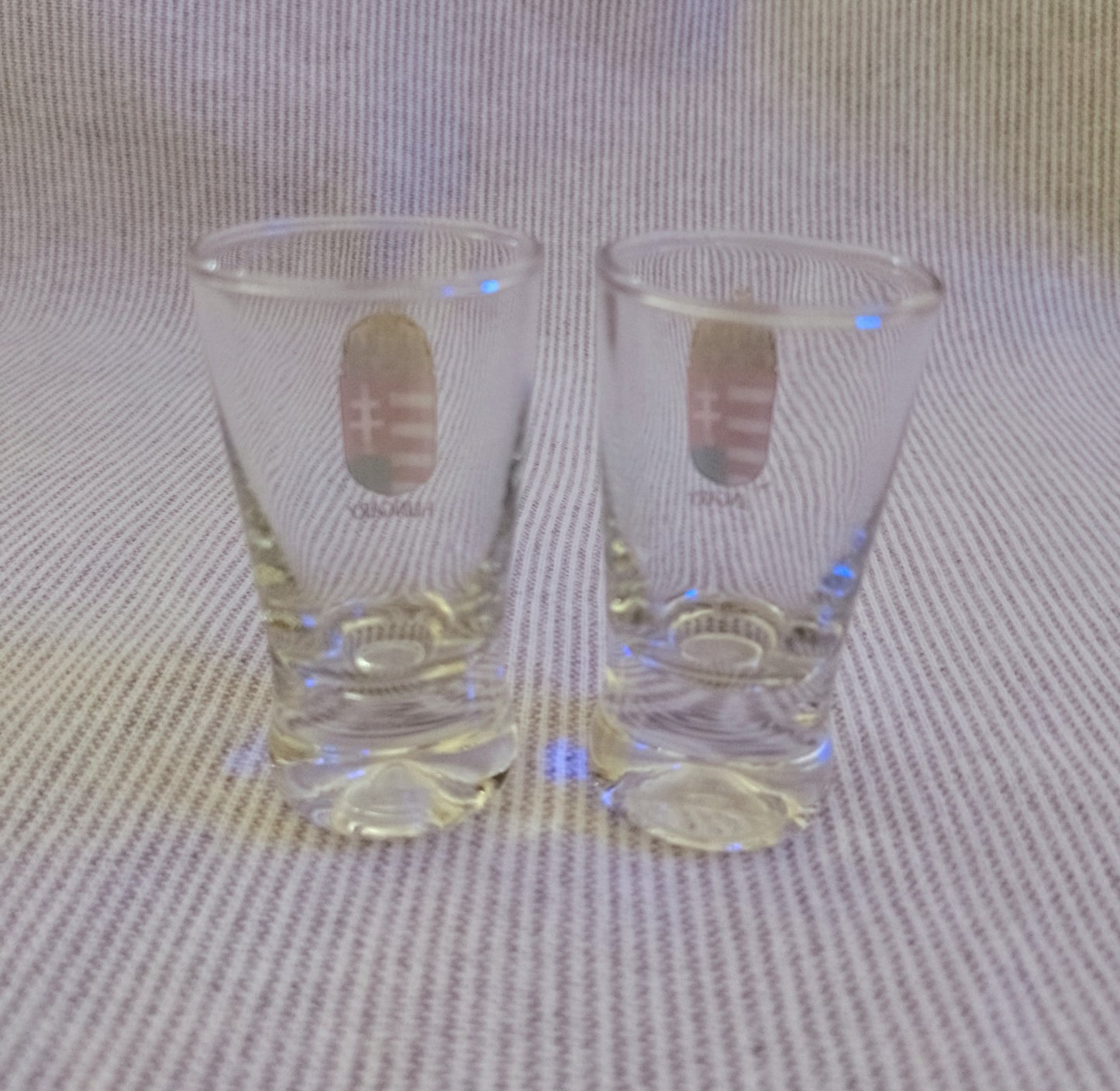 Two Small Hungarian Flag Shot Glasses