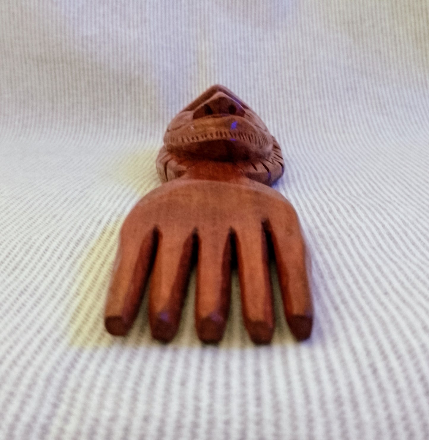 Retro Hand Carved Wooden Tribal Fork Figurine