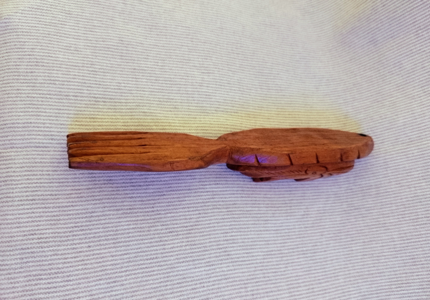 Retro Hand Carved Wooden Tribal Fork Figurine