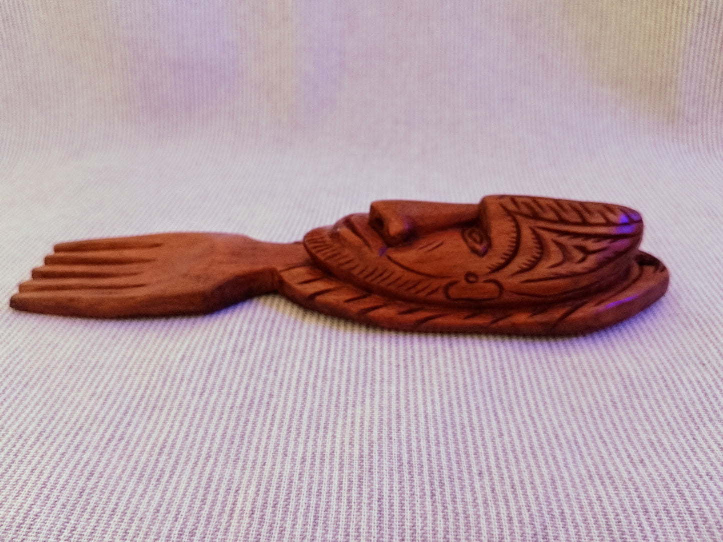 Retro Hand Carved Wooden Tribal Fork Figurine