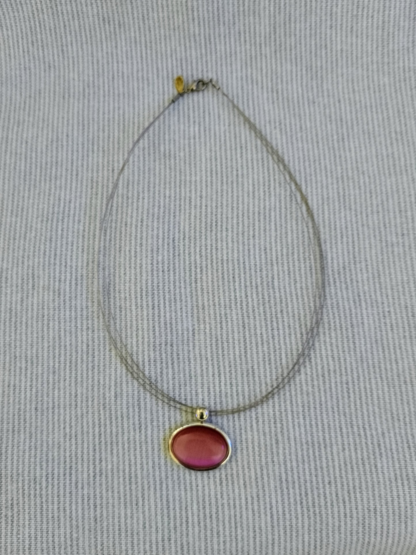 Retro Faux Pink Stone Pendant on Wire