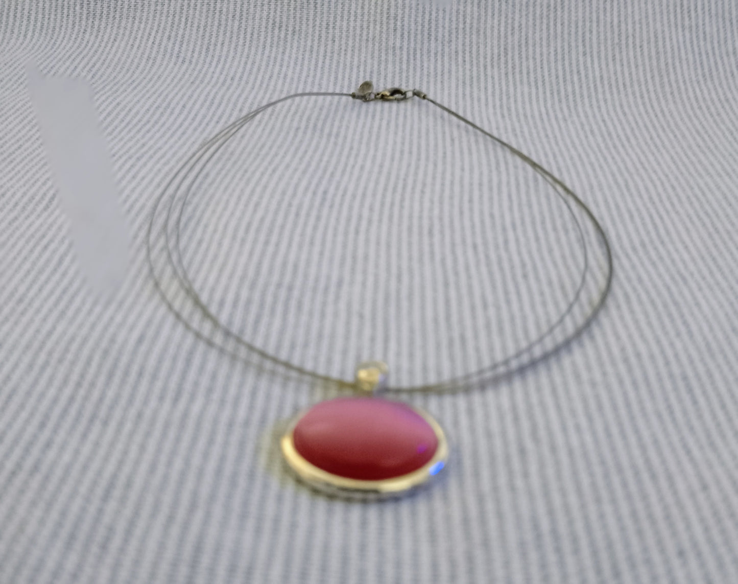 Retro Faux Pink Stone Pendant on Wire