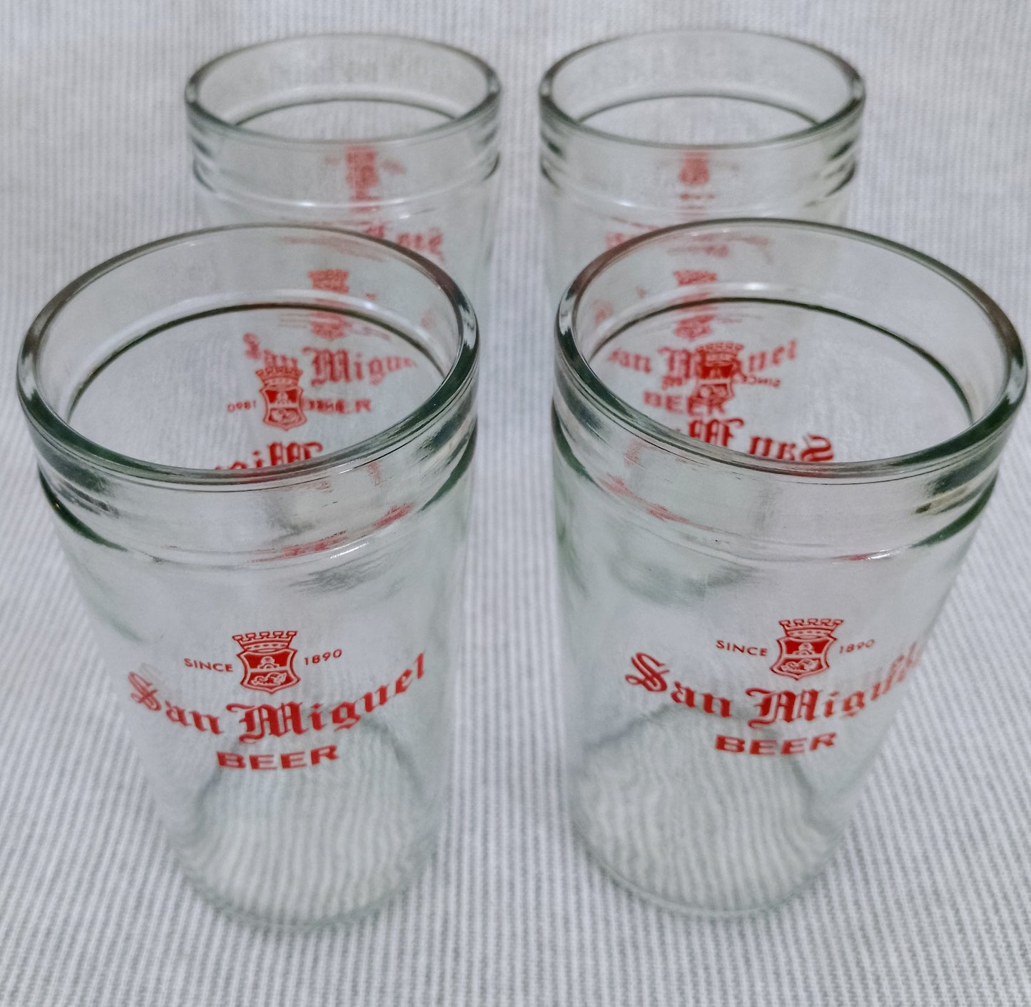 Large Philippines' San Miguel Beer Glass- Four In Stock