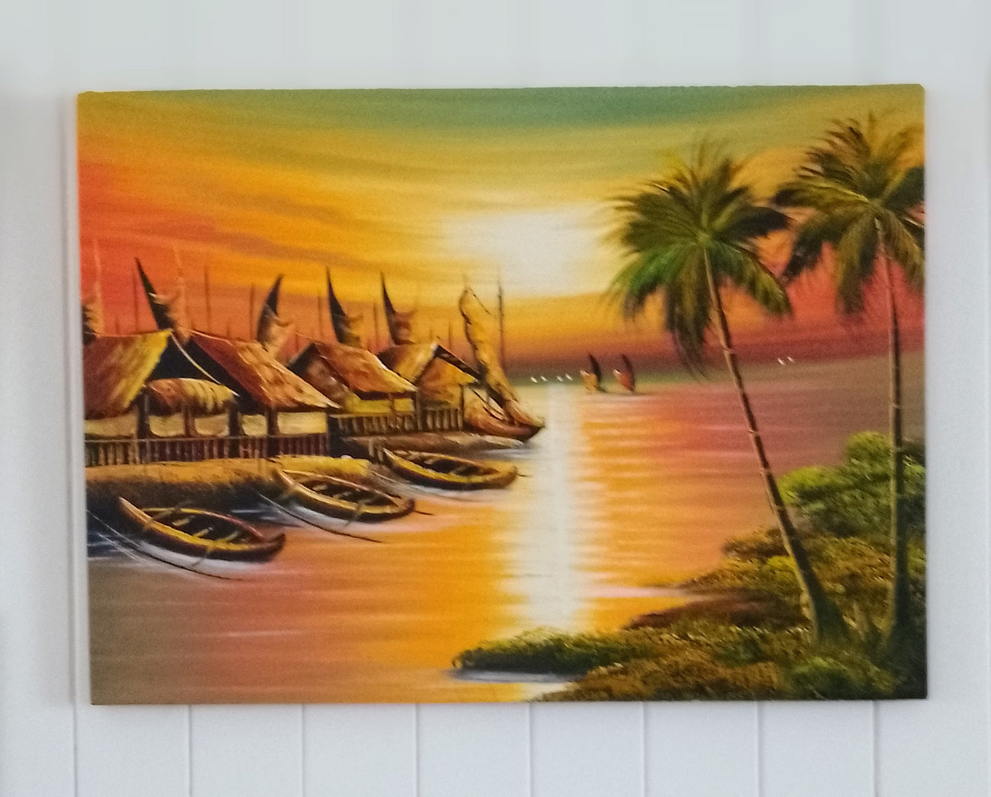 Balinese Sunset Fishing Village - Acrylic on Canvas