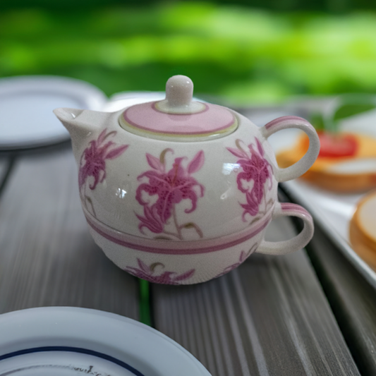 Ceramic Teapot and Cup Set by Pink Lilly