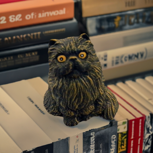 Retro Persian Cat Figurine with Yellow Eyes