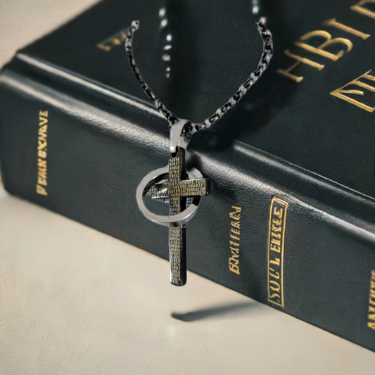 Modern Lords Prayer Dark Crucifix on Chain