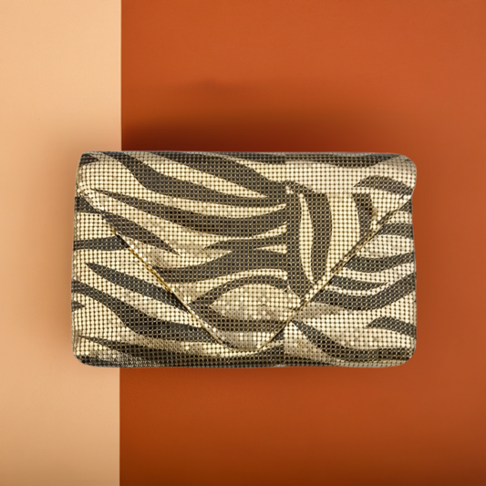 Retro Glo Mesh Style Tiger Print Clutch Bag - Satin Lined