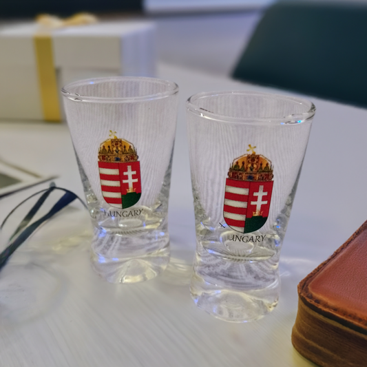 Two Small Hungarian Flag Shot Glasses