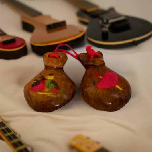 Vintage Hand Carved Wooden Flamenco Castanets