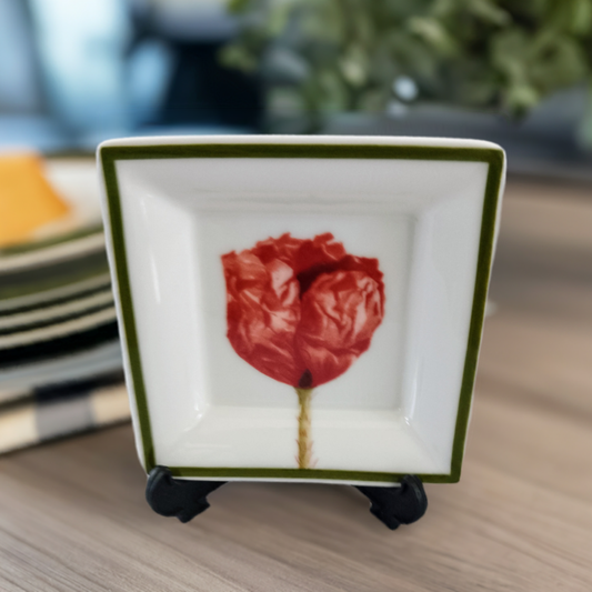 2003 Villeroy and Boch Poppy Small Square Dish - Flora Series - Poppy