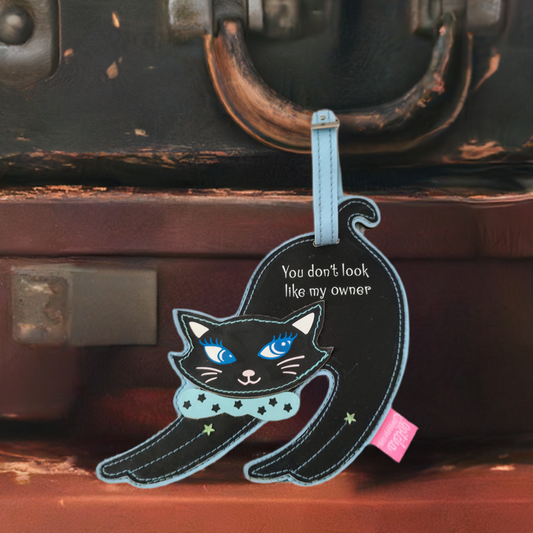 Vinyl Black Pussy Cat Luggage Tag - You Don't Look Like My Owner - Gotcha Luggage Tags