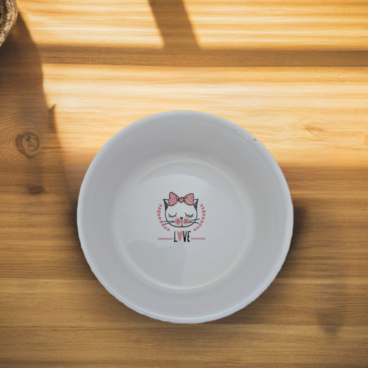 Modern Ceramic Cat Feeding Bowl - Love